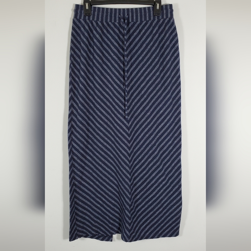 Ann Taylor Loft Blue Striped Maxi Skirt w/ Back Split Size Small